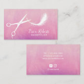 Haar Stylist Scissor & Feather Elegant Waterverf Visitekaartje (Voorkant / Achterkant)