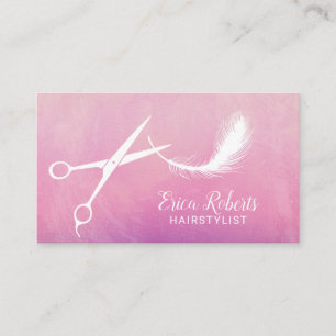 Haar Stylist Scissor & Feather Elegant Waterverf Visitekaartje