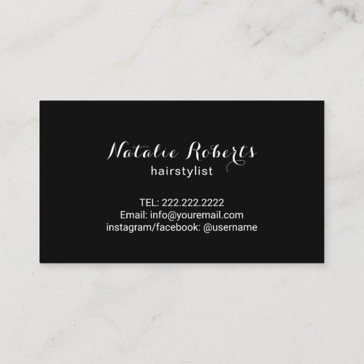 Haar Stylist Scissor & Flower Typography Salon Visitekaartje (Achterkant)