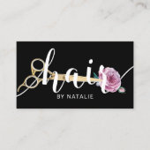 Haar Stylist Scissor & Flower Typography Salon Visitekaartje (Voorkant)