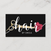 Haar Stylist Scissor & Flower Typography Salon Visitekaartje (Voorkant)