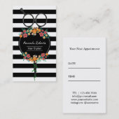 Haar Stylist Scissor & Flowers Moderne Appointment Afsprakenkaartje (Voorkant / Achterkant)