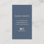 Haar Stylist Scissor & Hand Logo  Blue Gold Visitekaartje (Achterkant)