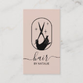 Haar Stylist Scissor & Hand Logo Blush Pink Salon Visitekaartje (Voorkant)