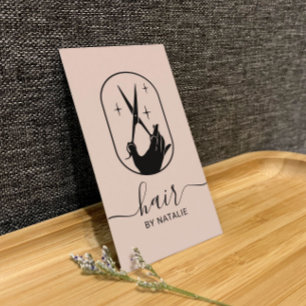 Haar Stylist Scissor & Hand Logo Blush Pink Salon Visitekaartje