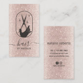 Haar Stylist Scissor & Hand Logo Blush Roos Gold Visitekaartje (Voorkant / Achterkant)