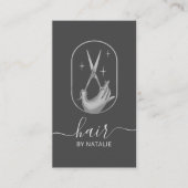 Haar Stylist Scissor & Hand Logo Elegant Grey Visitekaartje (Voorkant)