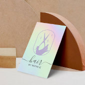 Haar Stylist Scissor Hand Logo Pastel Holographic Visitekaartje