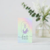Haar Stylist Scissor Hand Logo Pastel Holographic Visitekaartje (Staand voorkant)