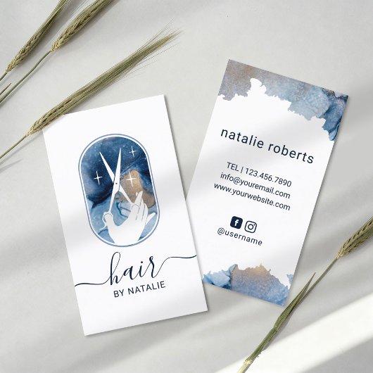 Haar Stylist Scissor & Hand Logo Salon Visitekaartje