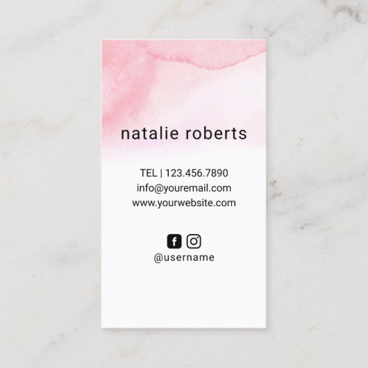 Haar Stylist Scissor & Hand Pink Waterverf Salon Visitekaartje (Achterkant)