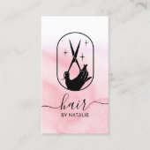 Haar Stylist Scissor & Hand Pink Waterverf Salon Visitekaartje (Voorkant)