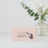 Haar Stylist Scissor & Hand Typography Blush Pink Visitekaartje (Staand voorkant)