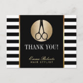 Haar Stylist Scissor Logo Modern Stripes Hartelijk Briefkaart (Voorkant)