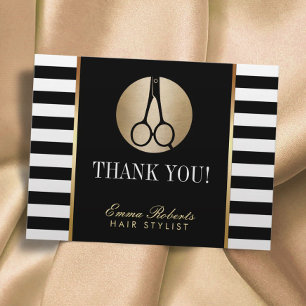 Haar Stylist Scissor Logo Modern Stripes Hartelijk Briefkaart