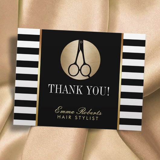Haar Stylist Scissor Logo Modern Stripes Hartelijk Briefkaart
