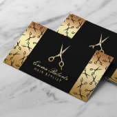 Haar Stylist Scissor Pattern Modern Black & Gold Visitekaartje