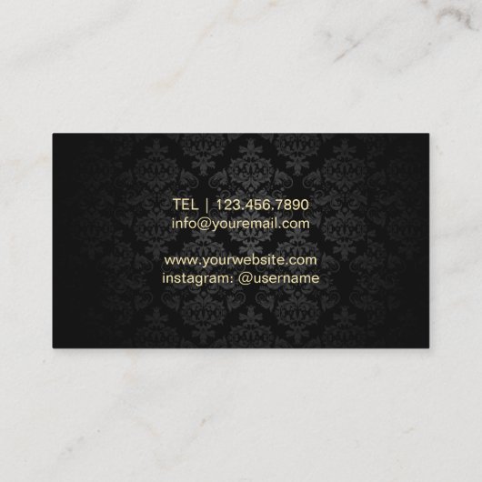 Haar Stylist Scissor Pattern Modern Black & Gold Visitekaartje (Achterkant)