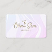 Haar Stylist Scissor Pink Lavender Retro Waves Visitekaartje (Voorkant)