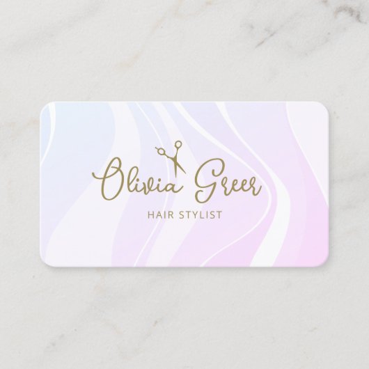 Haar Stylist Scissor Pink Lavender Retro Waves Visitekaartje (Voorkant)