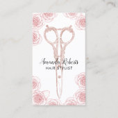 Haar Stylist Scissor & Roos Floral Appointment Afsprakenkaartje (Voorkant)