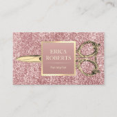 Haar Stylist  Scissor Roos Gold Glitter Visitekaartje (Voorkant)