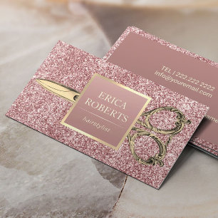 Haar Stylist  Scissor Roos Gold Glitter Visitekaartje