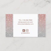 Haar Stylist Scissor Roos Gold & Silver Glitter Visitekaartje (Achterkant)