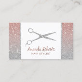 Haar Stylist Scissor Roos Gold & Silver Glitter Visitekaartje (Voorkant)