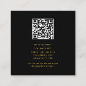 Haar Stylist Scissors Barber QR Code Black & Gold Vierkante Visitekaartje (Achterkant)