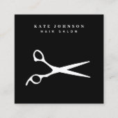 Haar Stylist Scissors Barber QR Code Business Logo Vierkante Visitekaartje (Voorkant)