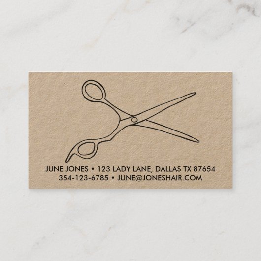 Haar Stylist Scissors Chic Drawing Barber CUSTOM Visitekaartje (Achterkant)