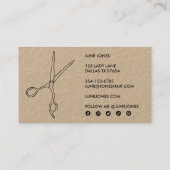 Haar Stylist Scissors Chic Drawing Barber KRAFT Visitekaartje (Achterkant)