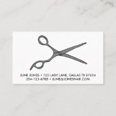 Haar Stylist Scissors Chic Line Drawing CUSTOM Bus Visitekaartje (Achterkant)