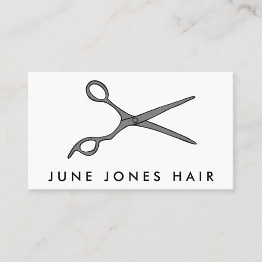 Haar Stylist Scissors Chic Line Drawing CUSTOM Bus Visitekaartje (Voorkant)