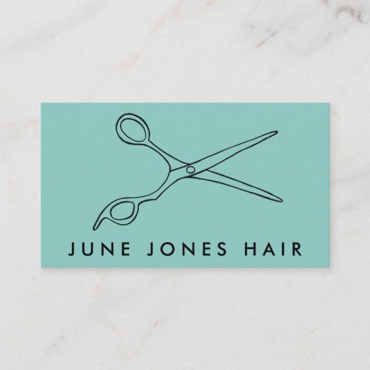 Haar Stylist Scissors Chic Line Drawing CUSTOM Visitekaartje (Voorkant)