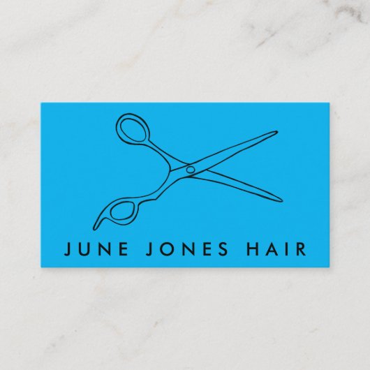 Haar Stylist Scissors Chic Line Drawing CUSTOM Visitekaartje (Voorkant)