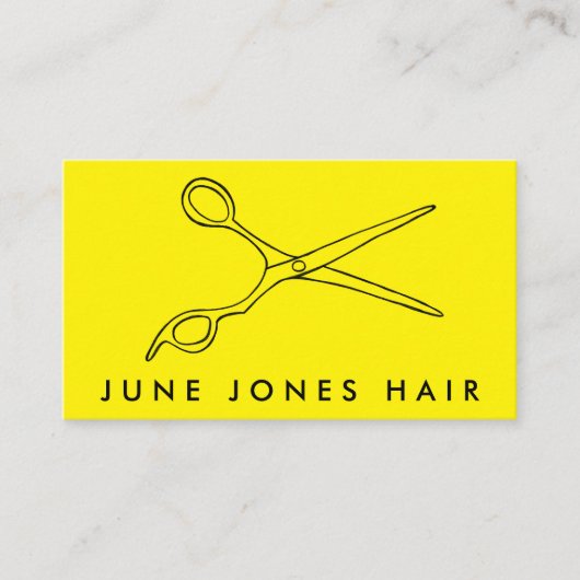 Haar Stylist Scissors Chic Line Drawing CUSTOM Visitekaartje (Voorkant)