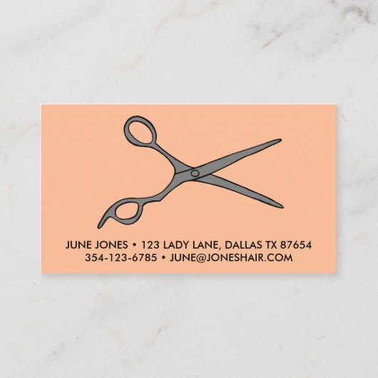 Haar Stylist Scissors Chic Line Drawing CUSTOM Visitekaartje (Achterkant)