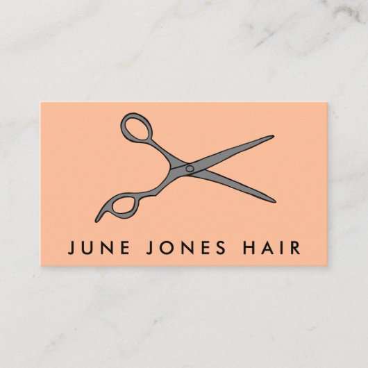 Haar Stylist Scissors Chic Line Drawing CUSTOM Visitekaartje (Voorkant)