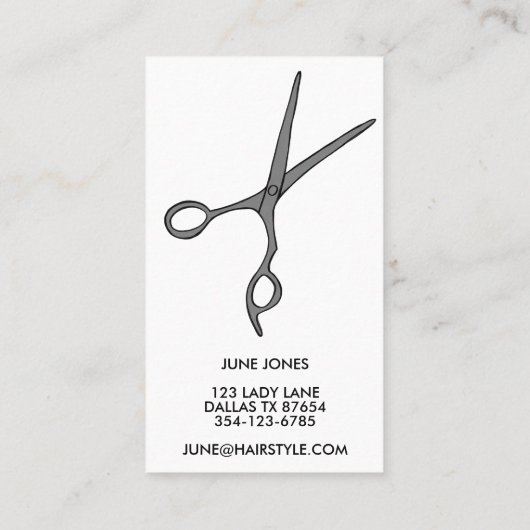 Haar Stylist Scissors Chic Minimal Line Art CUSTOM Visitekaartje (Achterkant)