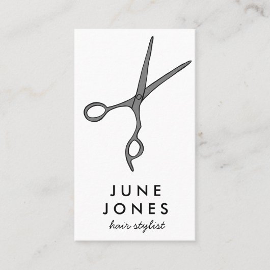 Haar Stylist Scissors Chic Minimal Line Art CUSTOM Visitekaartje (Voorkant)