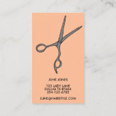 Haar Stylist Scissors Chic Minimal Line Art CUSTOM Visitekaartje (Achterkant)