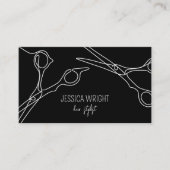 Haar Stylist Scissors Chic Simple Line Art Visitekaartje (Voorkant)