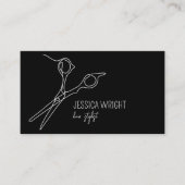Haar Stylist Scissors Chic Simple Line Art Visitekaartje (Voorkant)