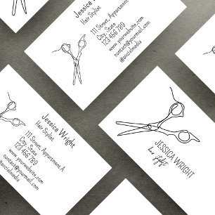 Haar Stylist Scissors Chic Simple Line Art Visitekaartje