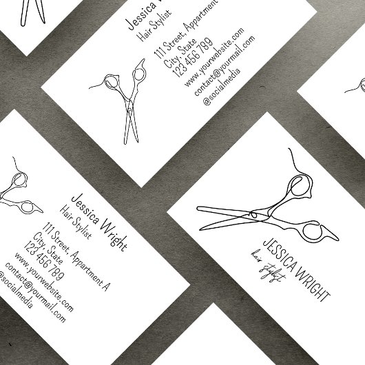 Haar Stylist Scissors Chic Simple Line Art Visitekaartje