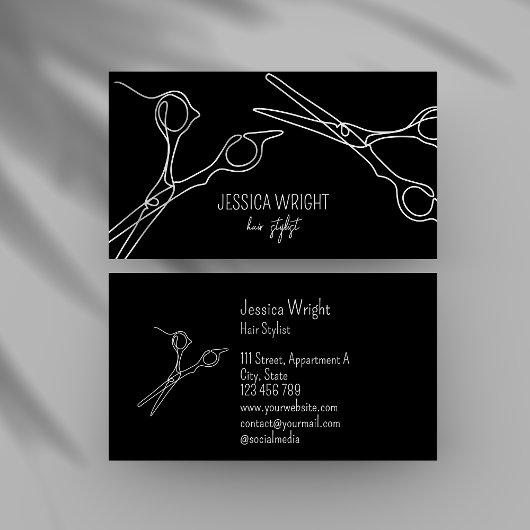 Haar Stylist Scissors Chic Simple Line Art Visitekaartje