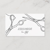 Haar Stylist Scissors Chic Simple Line Art Visitekaartje (Voorkant)