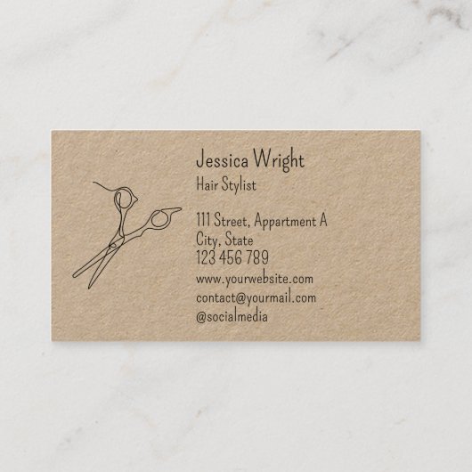 Haar Stylist Scissors Chic Simple Line Art Visitekaartje (Achterkant)